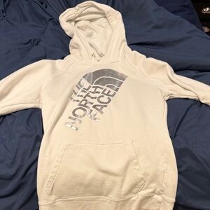 The North Face Cream Hoodie with Silver Logo